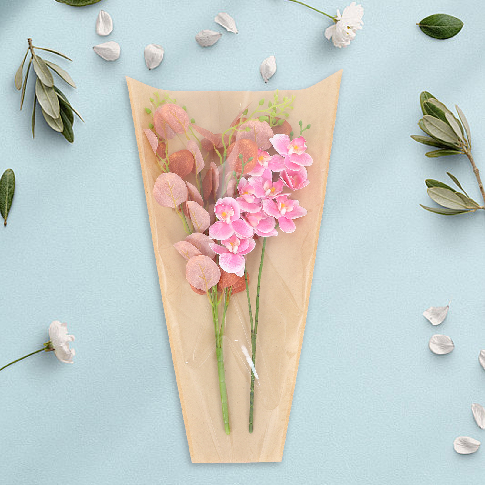 Flower Wrap Kraft - 50 шт. крафт-пакетов для цветов, прозрачные