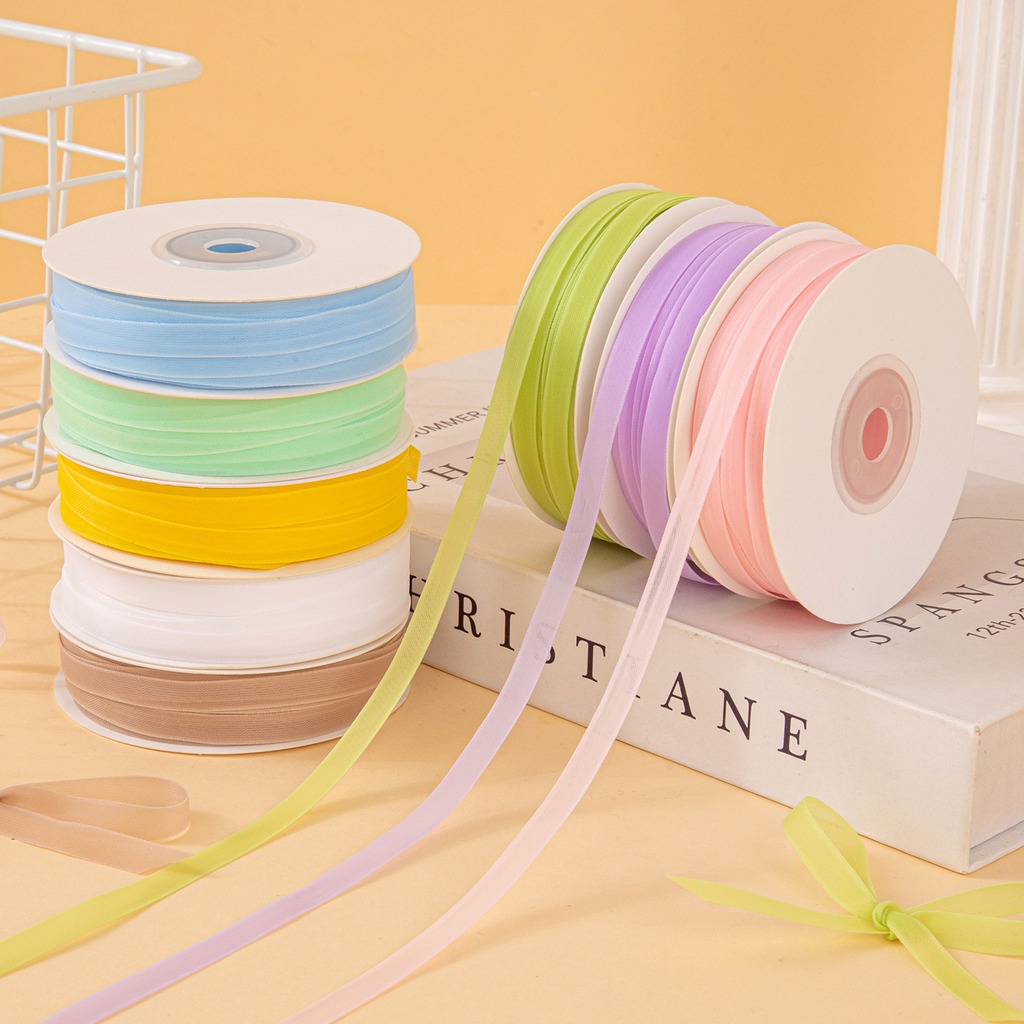 Ribbon Organza Roll - 25 ярдов/рулон, 6 мм, двусторонняя полупрозрачная