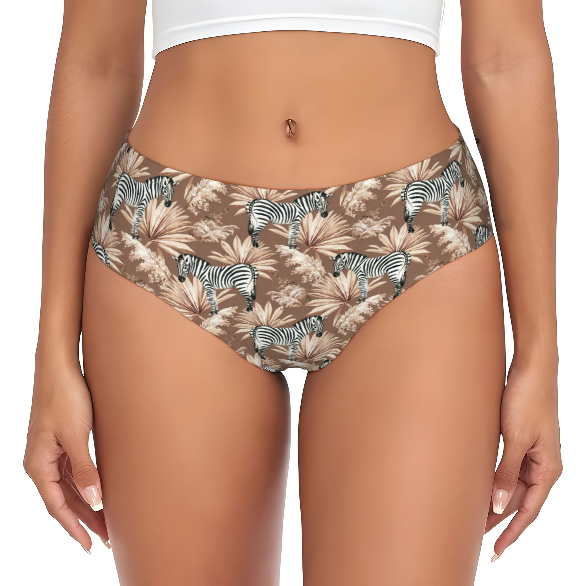 Palm Leaf Dried - Женские трусики с принтом зебры и