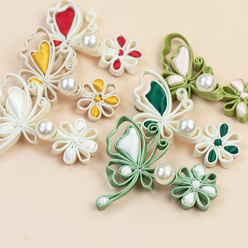 Flower Frog Pin - Китайские пуговицы-заколки в виде лягушек, бабочек