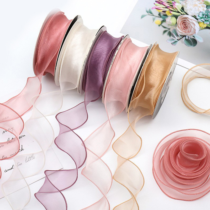Ribbon Organza Roll - 9 метров/рулон, шелковая лента для упаковки