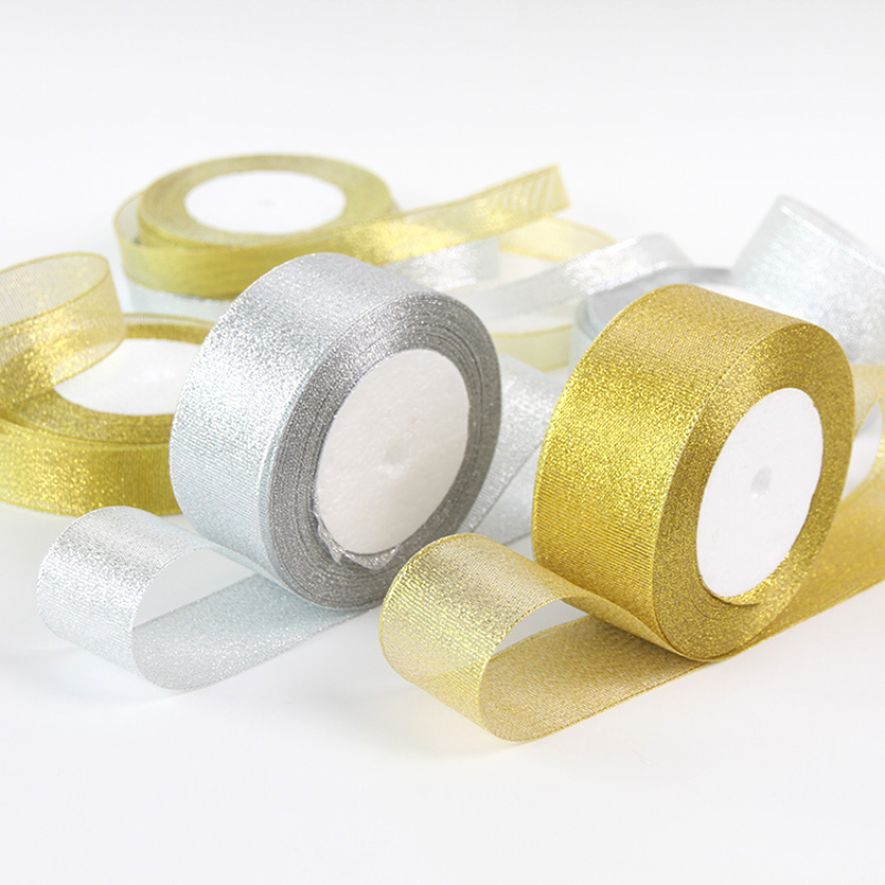 Ribbon Organza Roll - Золотая/серебряная лента из органзы с луком,