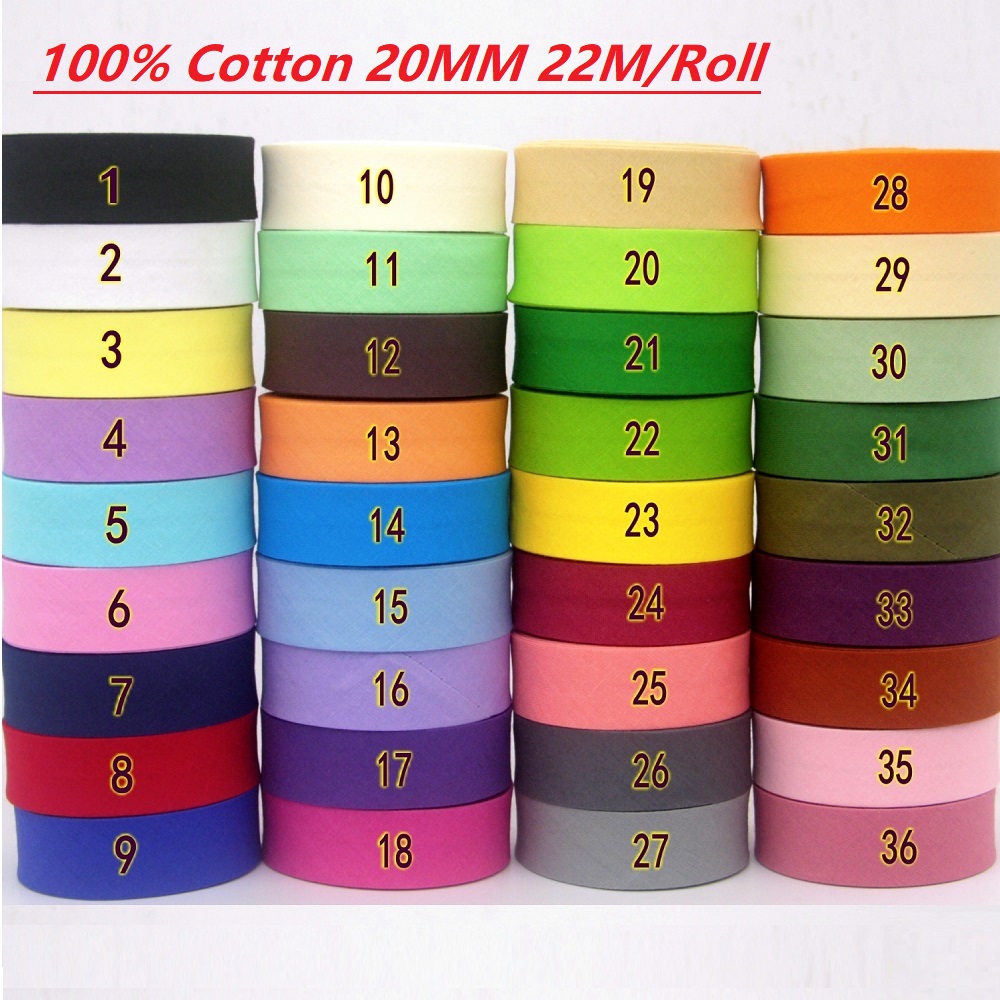 Ribbon Organza Roll - 22 м/рулон, 100% хлопковая косая бейка,