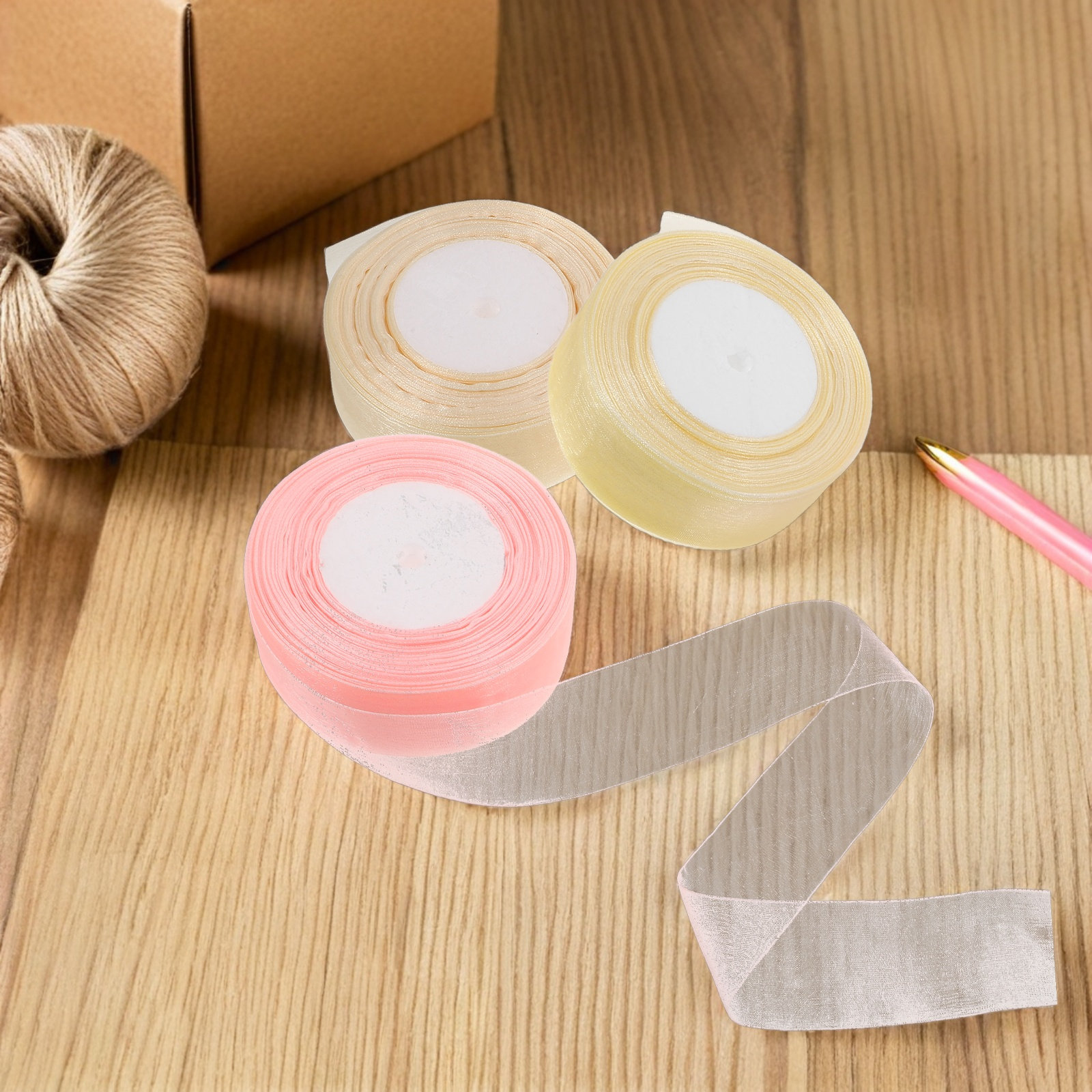 3 рулона прозрачной органзовой – обзор и цена Ribbon Organza Roll