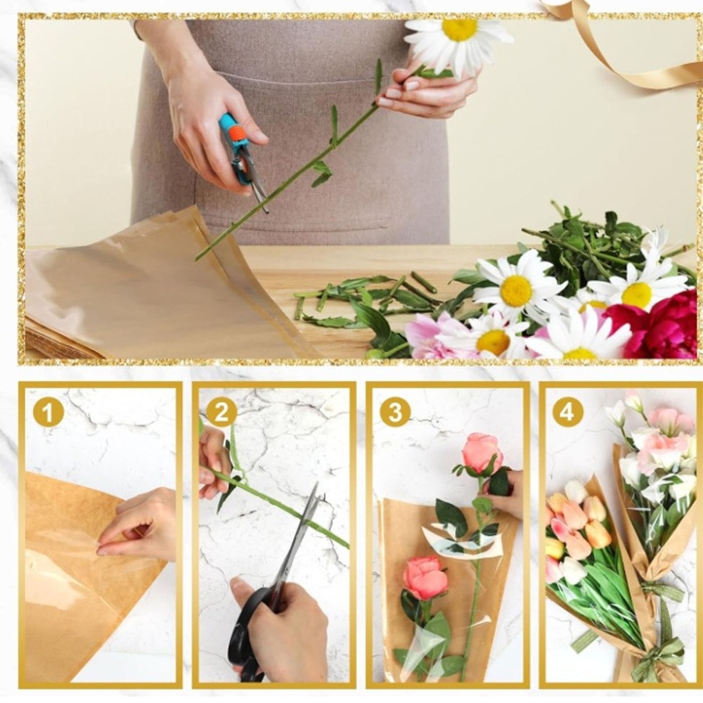 50 шт. пакетов для упаковки цв – обзор и цена Flower Wrap Kraft
